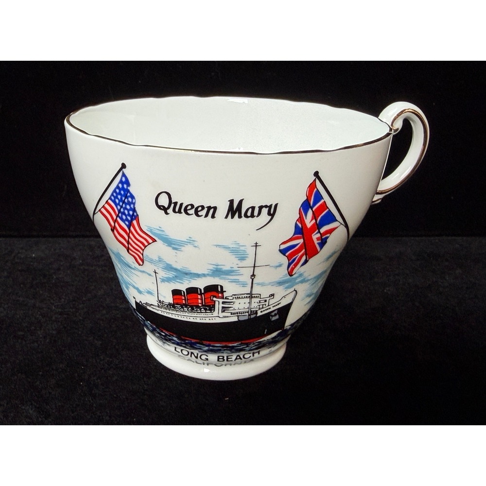 Regency English Bone China Queen Mary Long Beach California Teacup Gold Trim